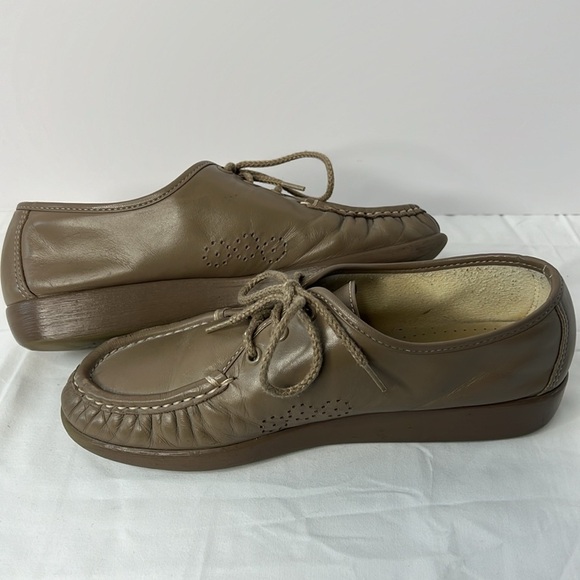 SAS Brown Leather Lace-Up Loafers Size 7 - Picture 6 of 7